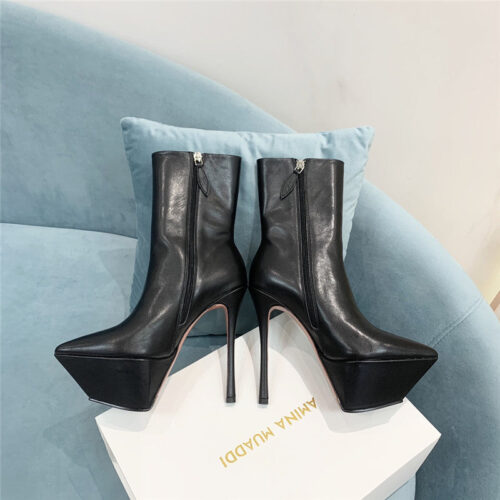 High Quality Luxury Amina Muaddi Pointed Toe Heeled Booties product detail