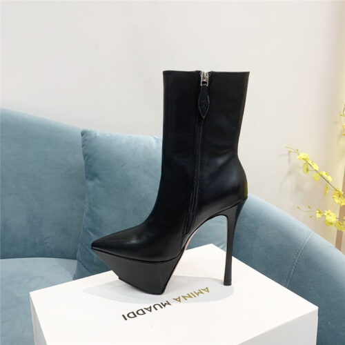 High Quality Luxury Amina Muaddi Pointed Toe Heeled Booties product detail
