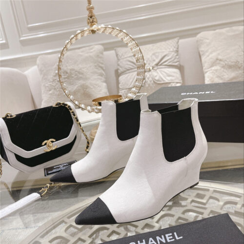 High Quality Luxury Chanel Wedge Ankle Boots – Style 00102 alternate view