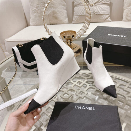 High Quality Luxury Chanel Wedge Ankle Boots – Style 00102 product detail
