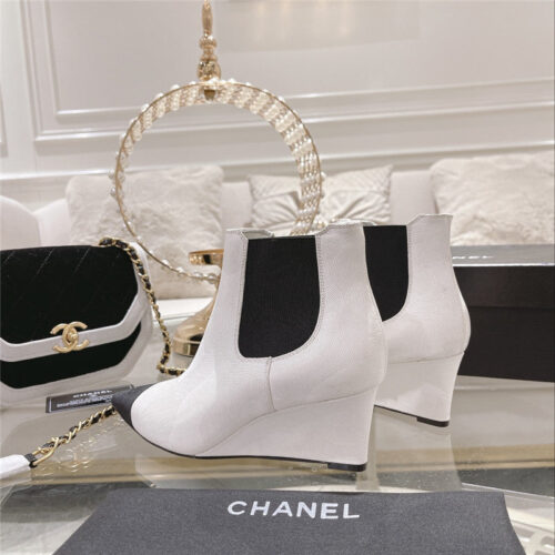 High Quality Luxury Chanel Wedge Ankle Boots – Style 00102 product detail