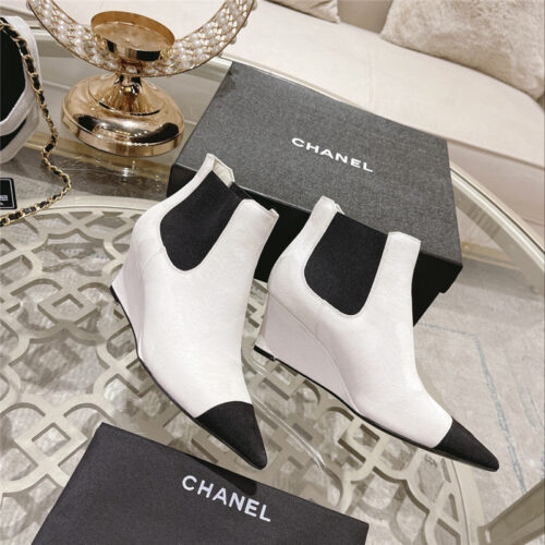 High Quality Luxury Chanel Wedge Ankle Boots – Style 00102 product detail