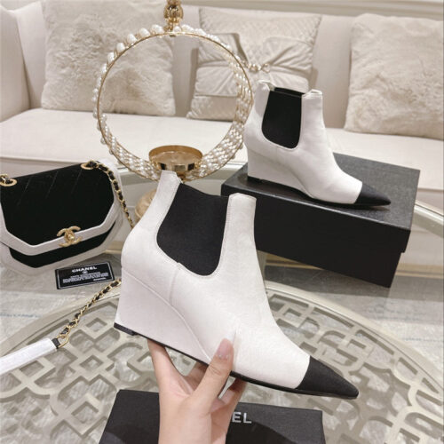 High Quality Luxury Chanel Wedge Ankle Boots – Style 00102 product detail