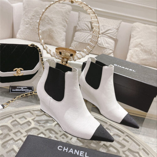 High Quality Luxury Chanel Wedge Ankle Boots – Style 00102
