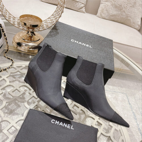 High Quality Luxury Chanel Wedge Ankle Boots alternate view