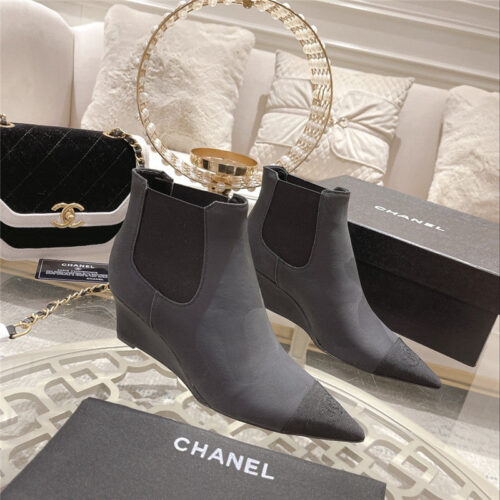 High Quality Luxury Chanel Wedge Ankle Boots