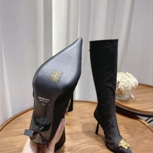 High Quality Luxury Versace Fendace FF Jacquard Boots – Style 73587 product detail