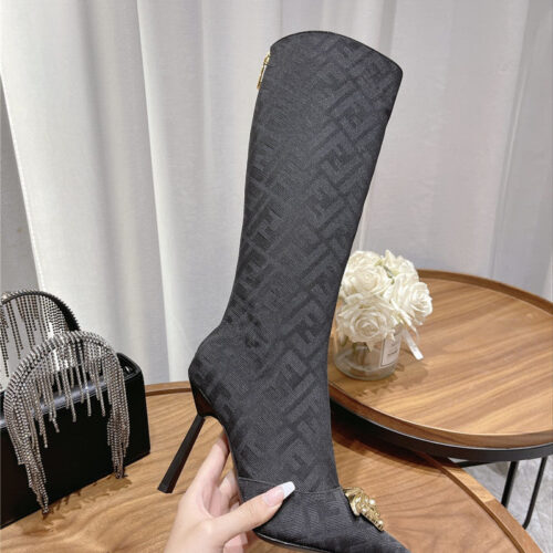 High Quality Luxury Versace Fendace FF Jacquard Boots – Style 73587 product detail