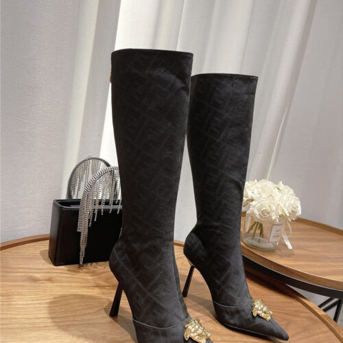 High Quality Luxury Versace Fendace FF Jacquard Boots – Style 73587