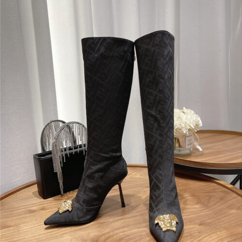 High Quality Luxury Versace Fendace FF Jacquard Boots – Style 73587 product detail