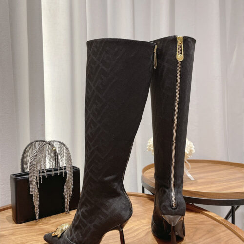 High Quality Luxury Versace Fendace FF Jacquard Boots – Style 73587 product detail