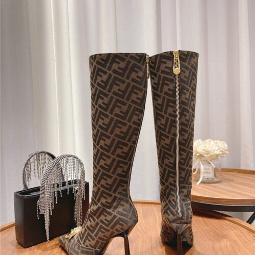 High Quality Luxury Versace Fendace FF Jacquard Boots – Style 13139 alternate view