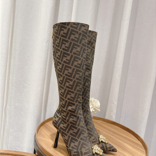 High Quality Luxury Versace Fendace FF Jacquard Boots – Style 13139 product detail