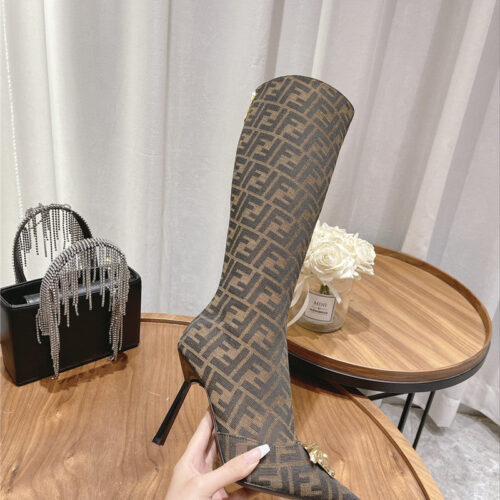 High Quality Luxury Versace Fendace FF Jacquard Boots – Style 13139 product detail