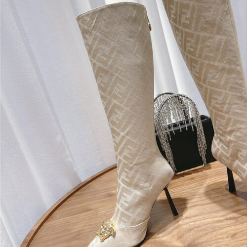 High Quality Luxury Versace Fendace FF Jacquard Boots – Style 33491 product detail
