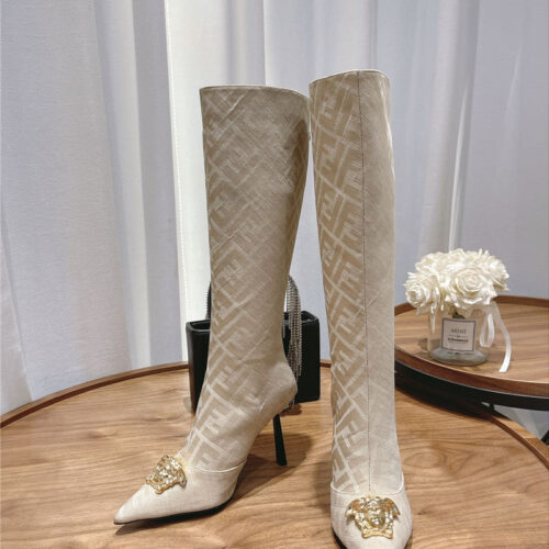 High Quality Luxury Versace Fendace FF Jacquard Boots – Style 33491 alternate view