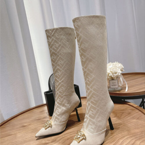 High Quality Luxury Versace Fendace FF Jacquard Boots – Style 33491 product detail