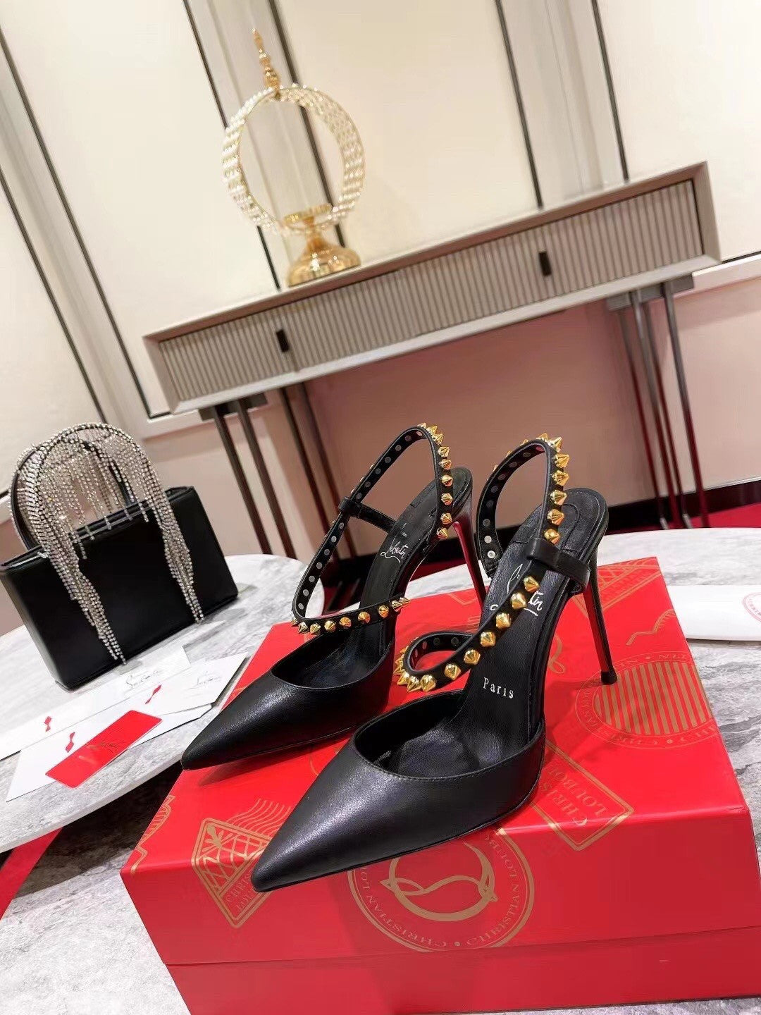 High Quality Luxury Christian Louboutin Lace Stud Sandals