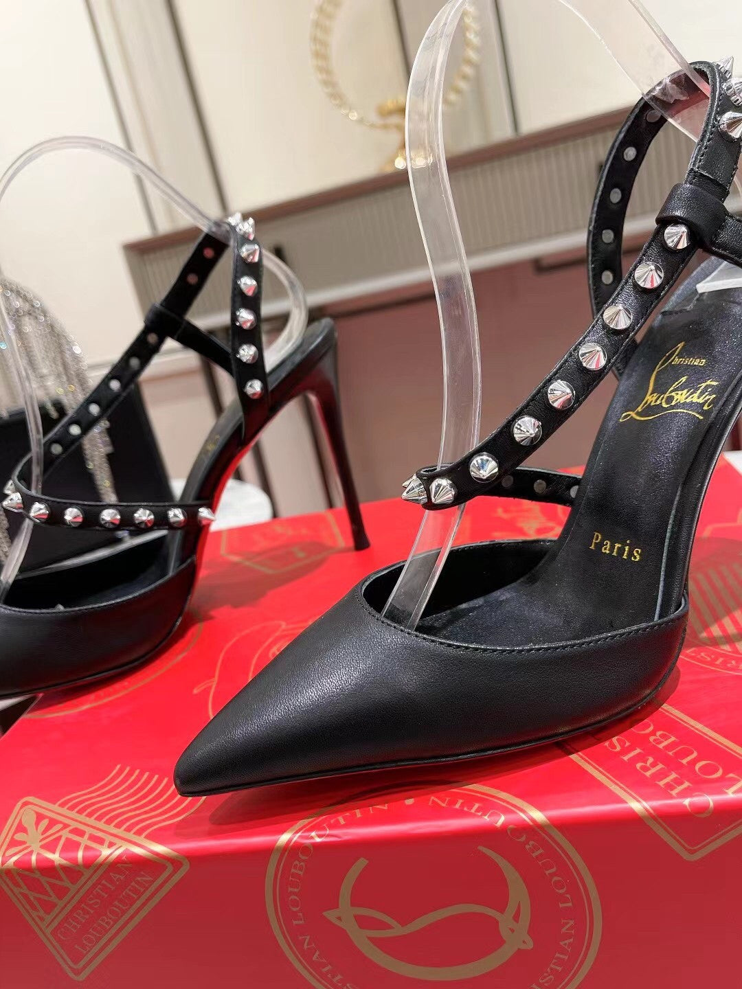 High Quality Luxury Christian Louboutin Lace Stud Sandals – Style 49108 product detail