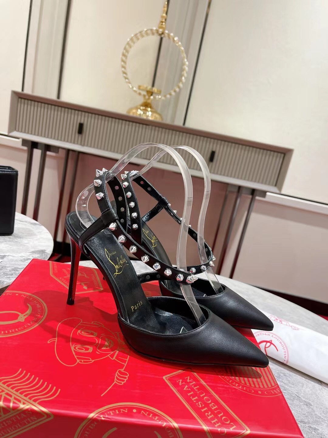 High Quality Luxury Christian Louboutin Lace Stud Sandals – Style 49108 product detail