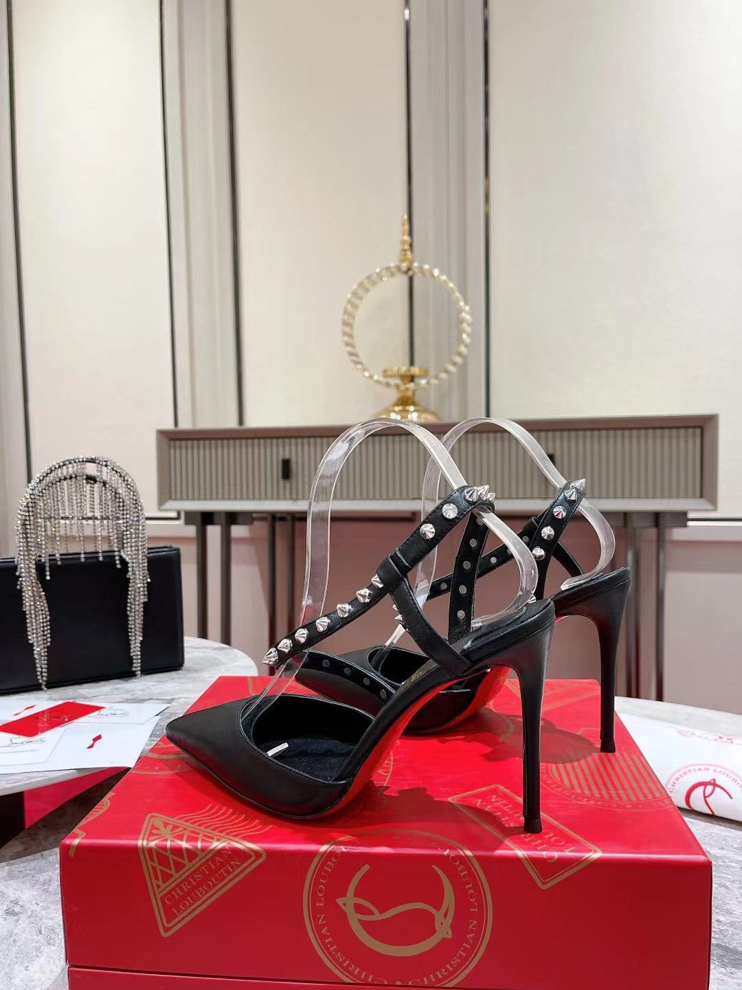 High Quality Luxury Christian Louboutin Lace Stud Sandals – Style 49108 product detail
