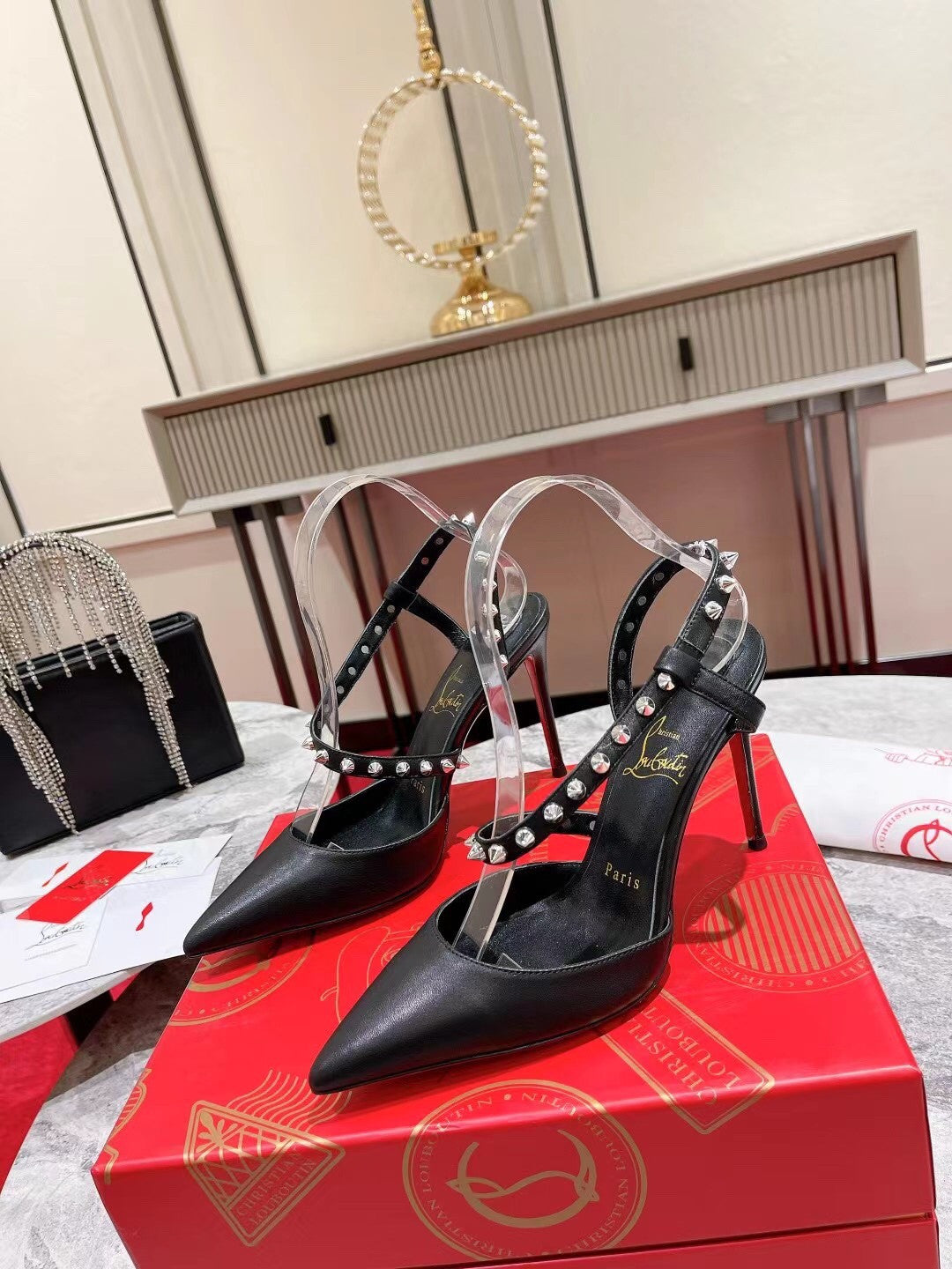 High Quality Luxury Christian Louboutin Lace Stud Sandals – Style 49108