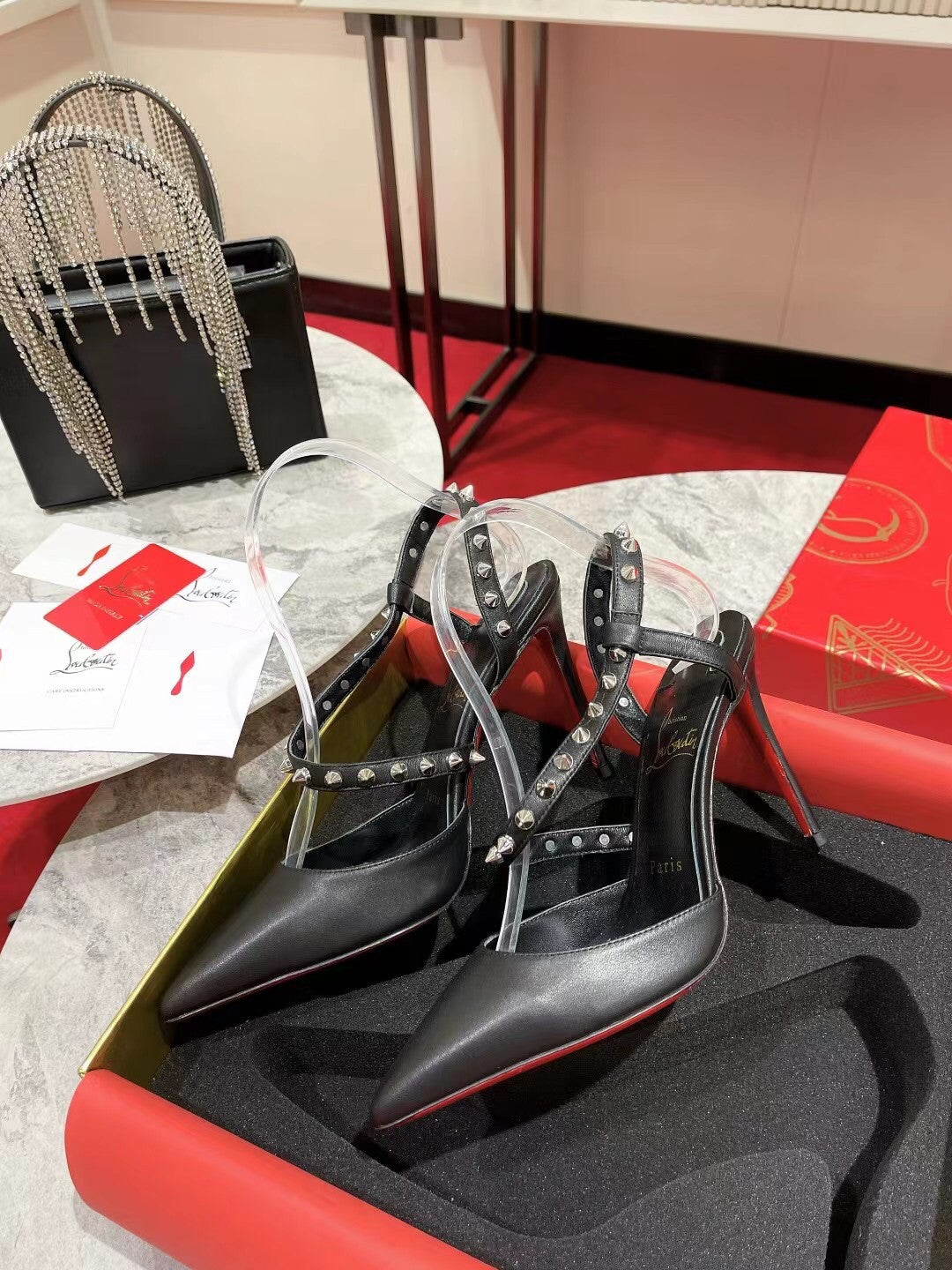 High Quality Luxury Christian Louboutin Lace Stud Sandals – Style 49108 product detail