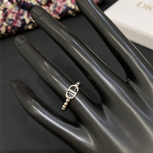 High Quality Luxury Dior Silver Ball Cd Ring product detail