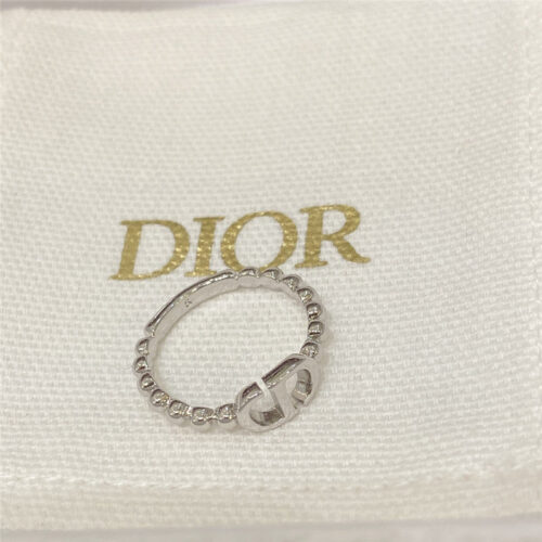 High Quality Luxury Dior Silver Ball Cd Ring
