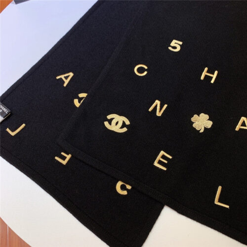 High Quality Luxury Chanel Logo Print Cashmere Scarf product detail