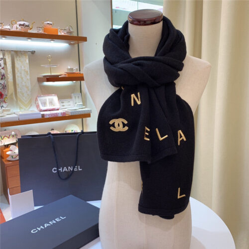 High Quality Luxury Chanel Logo Print Cashmere Scarf product detail