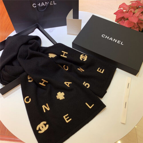High Quality Luxury Chanel Logo Print Cashmere Scarf product detail