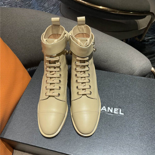 High Quality Luxury Chanel Chain Lace Up Ankle Boots product detail