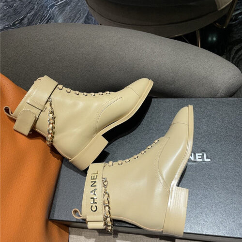 High Quality Luxury Chanel Chain Lace Up Ankle Boots product detail