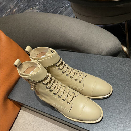 High Quality Luxury Chanel Chain Lace Up Ankle Boots product detail