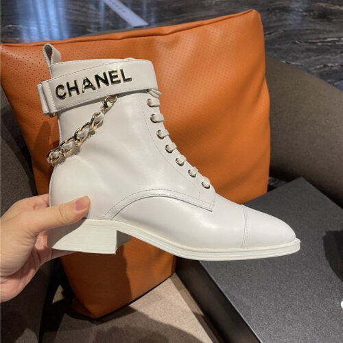 High Quality Luxury Chanel Chain Lace Up Ankle Boots – Style 27078 product detail