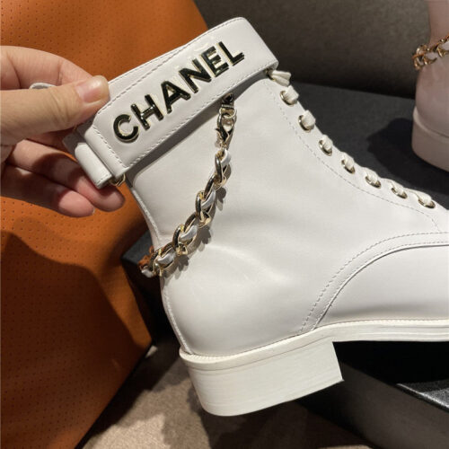 High Quality Luxury Chanel Chain Lace Up Ankle Boots – Style 27078 product detail