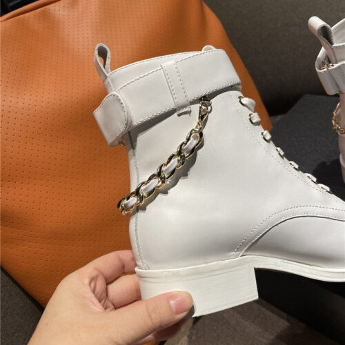 High Quality Luxury Chanel Chain Lace Up Ankle Boots – Style 27078 product detail
