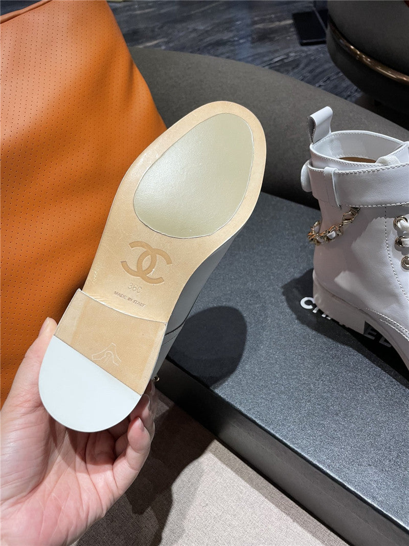 High Quality Luxury Chanel Chain Lace Up Ankle Boots – Style 27078 product detail