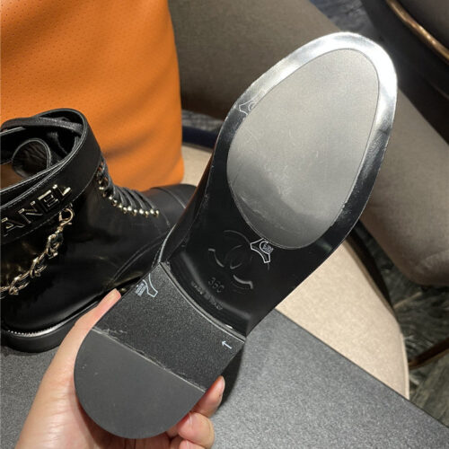High Quality Luxury Chanel Chain Lace Up Ankle Boots – Style 56454 product detail