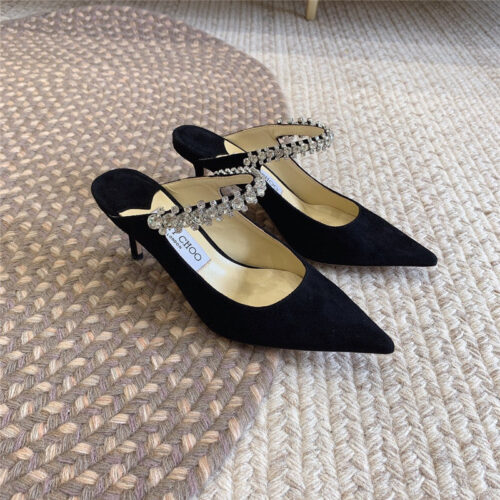 High Quality Luxury Jimmy Choo Rhinestone Slide Sandals