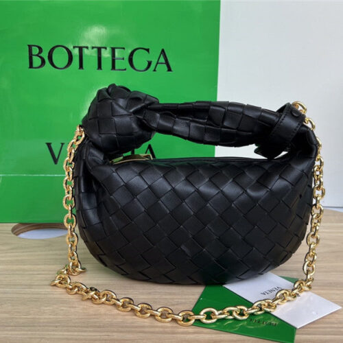 High Quality Luxury Bottega Veneta Jodie With Chain Bag Black