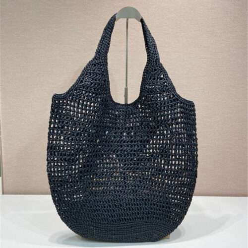 High Quality Luxury Prada Raffia Tote Bag Black alternate view