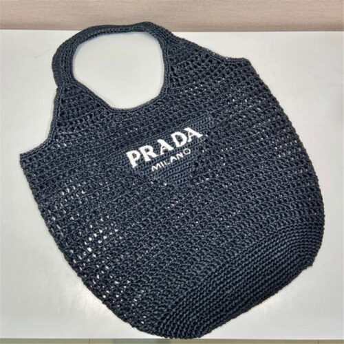 High Quality Luxury Prada Raffia Tote Bag Black product detail