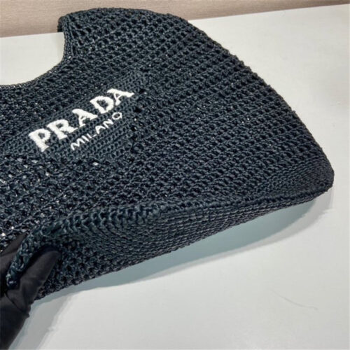 High Quality Luxury Prada Raffia Tote Bag Black product detail