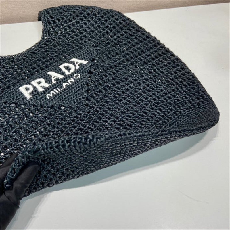 High Quality Luxury Prada Raffia Tote Bag Black product detail