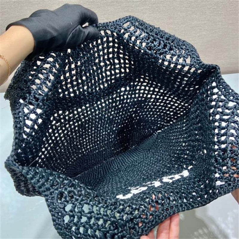 High Quality Luxury Prada Raffia Tote Bag Black product detail