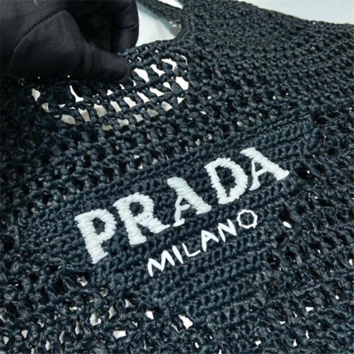 High Quality Luxury Prada Raffia Tote Bag Black product detail