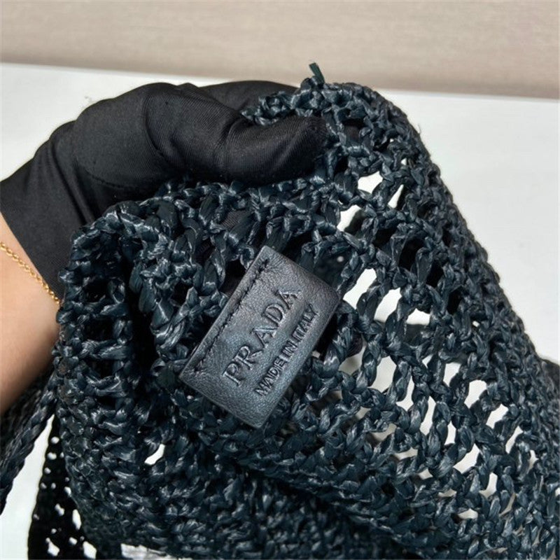 High Quality Luxury Prada Raffia Tote Bag Black product detail