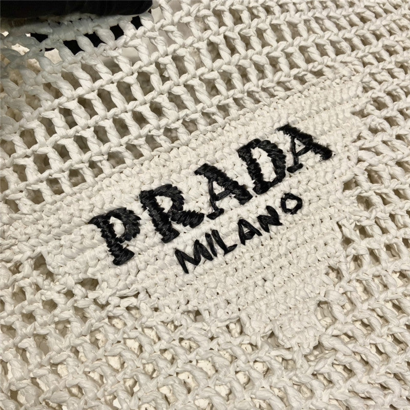 High Quality Luxury Prada Raffia Tote Bag White product detail